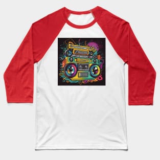 Ghetto Blaster Boom Box 80s Hip-Hop Stereo Baseball T-Shirt